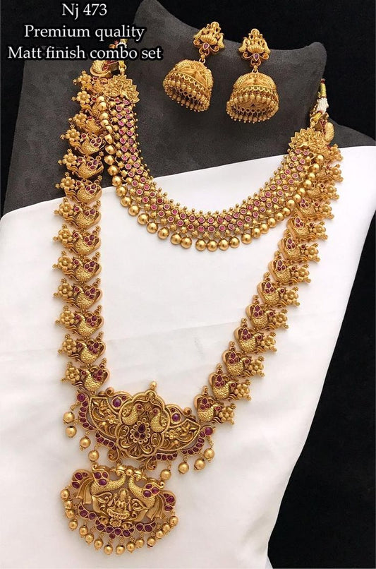 Gold Plated Designer Necklace Set With Naari Designed Look